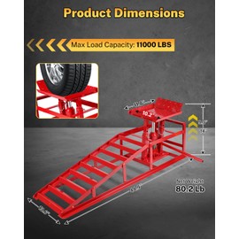 Heavy-Duty Hydraulic Car Ramps 5T Capacity - Adjustable 9.3-14 Inch Height for Cars, SUVs, and Light Trucks