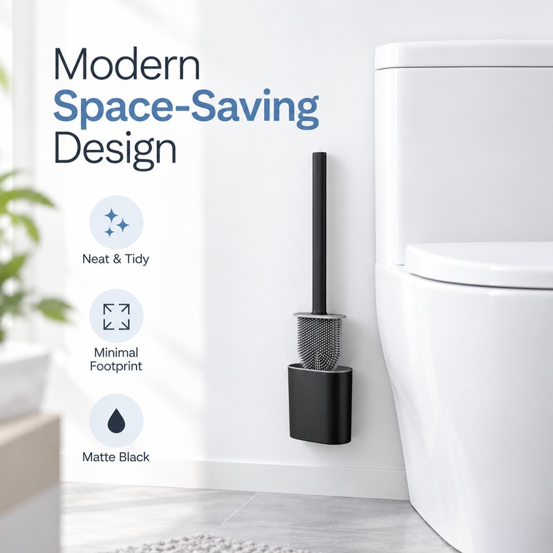 Wall Mounted Silicone Toilet Brush for Bathroom Cleaning – Flat