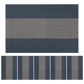 marysgift Placemats Set of 6 Woven Vinyl Placemat for Dining Table Washable Wipeable Kitchen Place Mats Durable Indoor Outdoor Table Mats 30X45cm, 4058-Blue 1