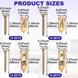 Axicvloes 80 Pcs Self-Drilling Anchors, Heavy Duty Screw Anchors Kit, Zinc Plated Anchors and Screws No Drill Holes (4 Sizes)