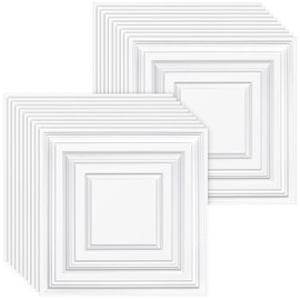 Landical 20 Pcs 2 x 2 ft PVC Plastic Drop Ceiling Tiles 24 x 24 x 0.8 Inch Ceiling Panels Decorative Ceiling Covering for Office Bathroom Living Room Bedroom (Black)