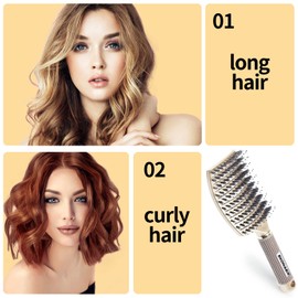 EKONAER Detangling Brush Boar Bristle Hair Brush,Suitable for Men, Women & Kids’ Long Curly Wet or Dry Hair,EKONAER Hairbrush for Thick Make Hair Shiny & Healthier(Gold)