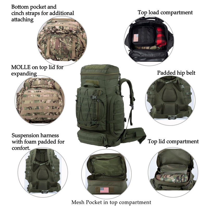 XMILPAX Large Internal Frame Backpack Tactical MOLLE Pack for Camping