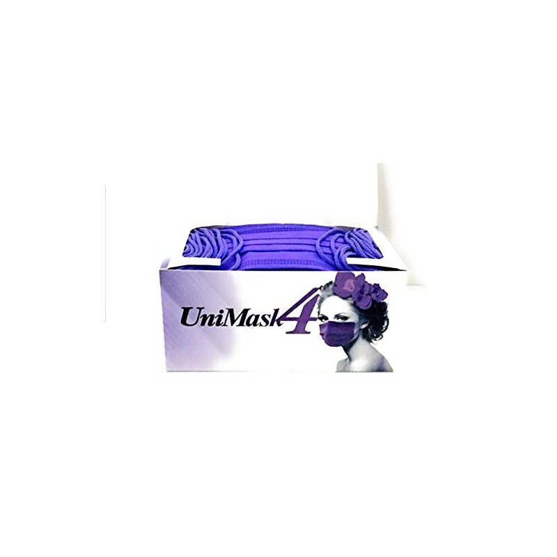 unimask 4 cubrebocas morado lavanda 4 capas con 50pz