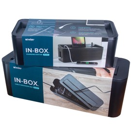 in-Box Cable Box Set with Extra Large Surge Protector Concealer Cable Management for Under Desk and Mobile Charging Station Power Strip Organizer for Desktop, Black