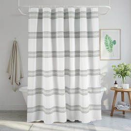 LANE LINEN Grey Shower Curtain – 2-in-1 Laminated Fabric Shower Curtain 72"x72", Waterproof Waffle Weave, No Liner Needed, Modern Spa Style, Easy to Clean & Maintain – Grey