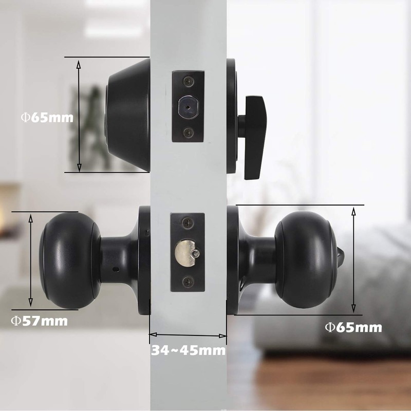 2 Sets Matte Black Keyed-Alike Door Levers and Single Cylinder