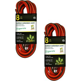 GoGreen Power Inc. (G-13708-2) 16/3 8' Heavy Duty Extension Cord - Orange, 8ft, 2 Pack