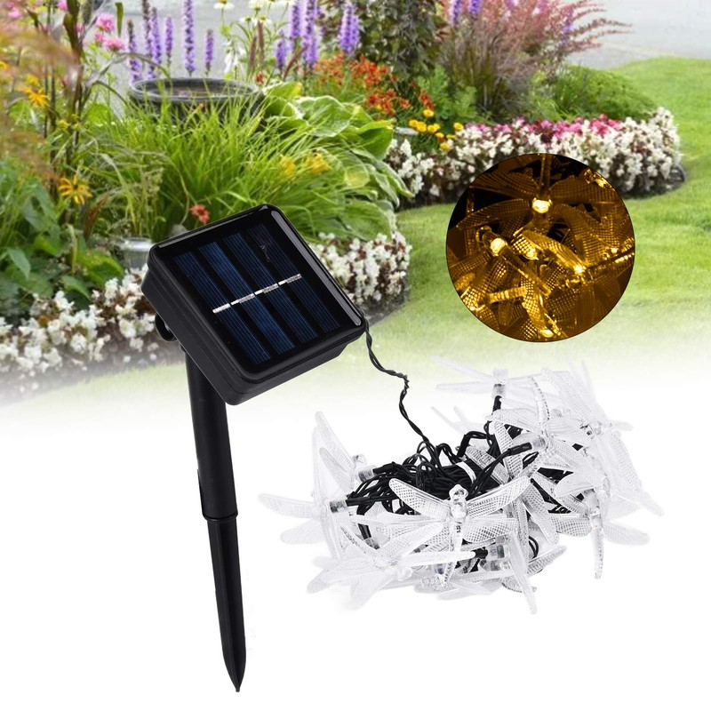 Dragonfly Solar String Lights 30LEDs Solar Powered Fairy Lights Waterproof