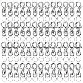 200 Pcs Keychain Hooks with Key Rings,1.38inch Metal Swivel Lobster Claw Clasps for DIY Crafts, Lanyard Making.(Claw Clasp 100pcs+Key Ring 100pcs)