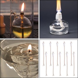 MOMOJIA Cotton Cord Wicks and Ceramics Holders Set for Flame in Alcohols Oil Lamp 10Piece Suitable for Various Glass Lamp Size
