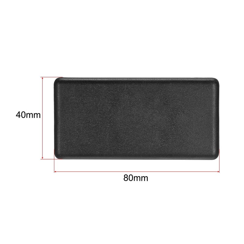 sourcing map Standard Plastic Rectangle Aluminum Extrusion End Cap Black