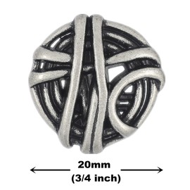 Bezelry 12 Pieces Bunch of Rope Metal Shank Buttons. 19mm (11/16 inch) (Antique Silver)