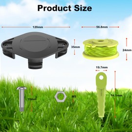 Rivershine ACFHRL2 Weed Wacker Head Replacement with 10 Plastics Blades Compatible with Ryobi 18V and 24V Trimmers (1+ 1+ 10+ 4+ 4)