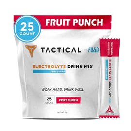 Fluid Tactical 25 unidades de polvo electrolítico sin azúcar  Ponche de frutas  Bebida lista para beber para llevar  Rehidratación extrema            