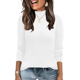 LOMON Turtleneck Sweater Women Long Sleeve Lightweight Fall Winter Dressy Casual Pullover Knitted Sweaters Ladies Base Layer Tops White