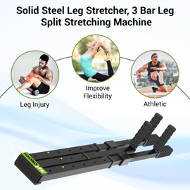 Premium 3-Bar Leg Stretcher Device | Adjustable Flexibility Equipment for Ballet, Yoga, Martial Arts & Home Gym | Stainless Steel | Non-Slip Handles | Adjustable & Portable