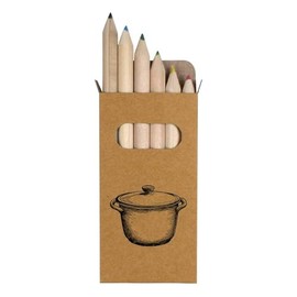 Azeeda 6 x 'Simple Pot' Short 85mm Pencils/Coloured Pencil Set (PE00073052)