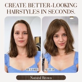 Hair Toppers for Women Real Human Hair,TESS 100% Human Hair Toppers with Bangs for Thin Hair,Invisible 3D Air Bangs,Handmade Nature-mimicking Scalp Base,3.5"*4.7" Lace Base 12" Natural Brown