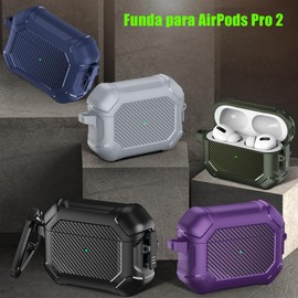ARGOO Funda para AirPods Pro 2 [Modelo 2022] Uso Rudo, TPU Rígido con Bloqueo de Seguridad, Lazo de Mosquetón, Compatible con Carga Inalámbrica，Estuche Completo Desmontable (Azul Oscuro)