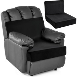 HOMBYS Foam Recliner Chair Cushions for Elderly, 4" Thick Chair Pads with Back Support for Office, Non-Slip Medium Firm Seat Cushion with Lumbar Pillow (Black, 22"x22"+13" Backrest)