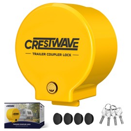 Trailer Hitch Locks for Coupler, Heavy-Duty Trailer Tongue Lock, Steel Trailer Hitch Ball Locks for 2-5/16", 2 inch, 1-7/18" Coupler on RV/Camper/Boat/Dump/Cargo/Utility Trailers, 4 Keys&4 Dust Caps