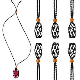 T-MILES 6 PCS Crystal Necklace Cord Empty Stone Holder Empty Necklace Holder Quartz Crystal Stone Necklace Cord with Adjustable Length for DIY Jewelry Making Accessories