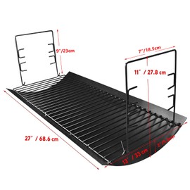 Uniflasy 27 Inches Ash Pan Replacement for Chargriller 1224, 1324, 2121, 2222, 2727, 2828, 2929 Charcoal Grills, Charbroil Replacement Part 17302056 Grill Grates with 2pcs Fire Grate Hanger