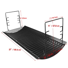 Uniflasy 27 Inches Ash Pan Replacement for Chargriller 1224, 1324, 2121, 2222, 2727, 2828, 2929 Charcoal Grills, Charbroil Replacement Part 17302056 Grill Grates with 2pcs Fire Grate Hanger