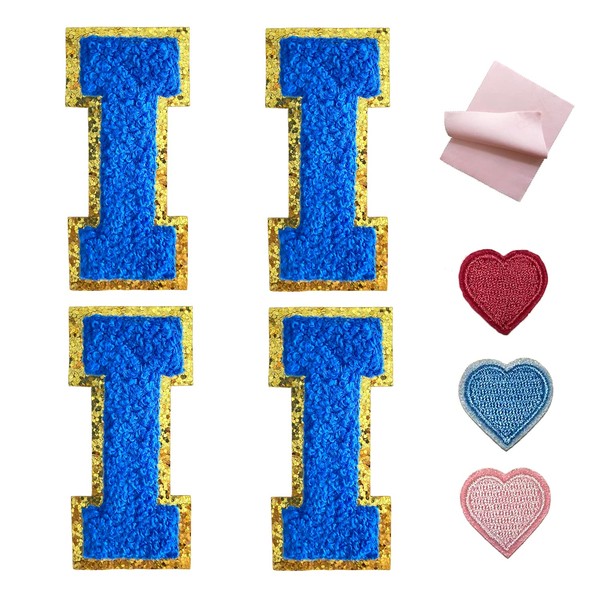 4Pcs Royal Blue Varsity Letter Patches Chenille Alphabet Patches Chenille
