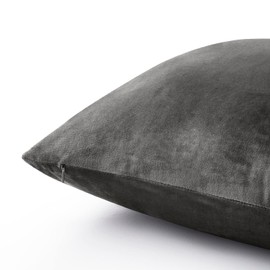 Oxford Homeware Velvet Cushion Covers 45 x 45 cm Set of 2 Square Throw Pillow Cases Decorative Bedroom Cushion Covers for Sofa Living Room Car with Invisible Zipper (Charcoal, 18 x 18 Inch)