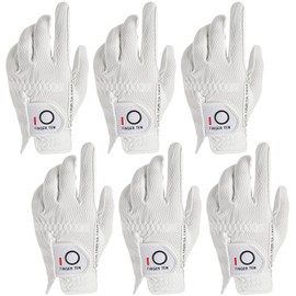 MLT24 Men's Golf Gloves, Set of 6, Suede Faux Leather, Fiber Cloth, Mesh Material, Soft, Breathable, Quick Drying, Abrasion Resistant, Washable with Velcro, Multi-functional, All-weather
