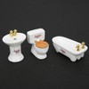 1/24 Dollhouse Miniature Bathroom Set Simulation Ceramic Bathtub Toilet Sink