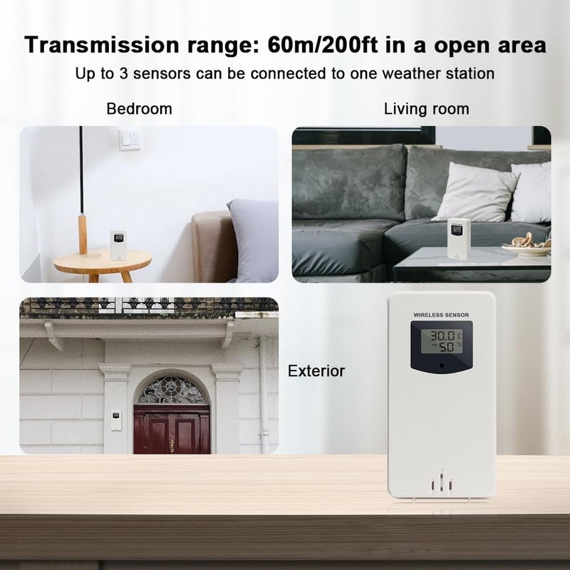 KETOTEK Transmitter Wireless Outdoor Weather Station Humidity Temperature Sensor