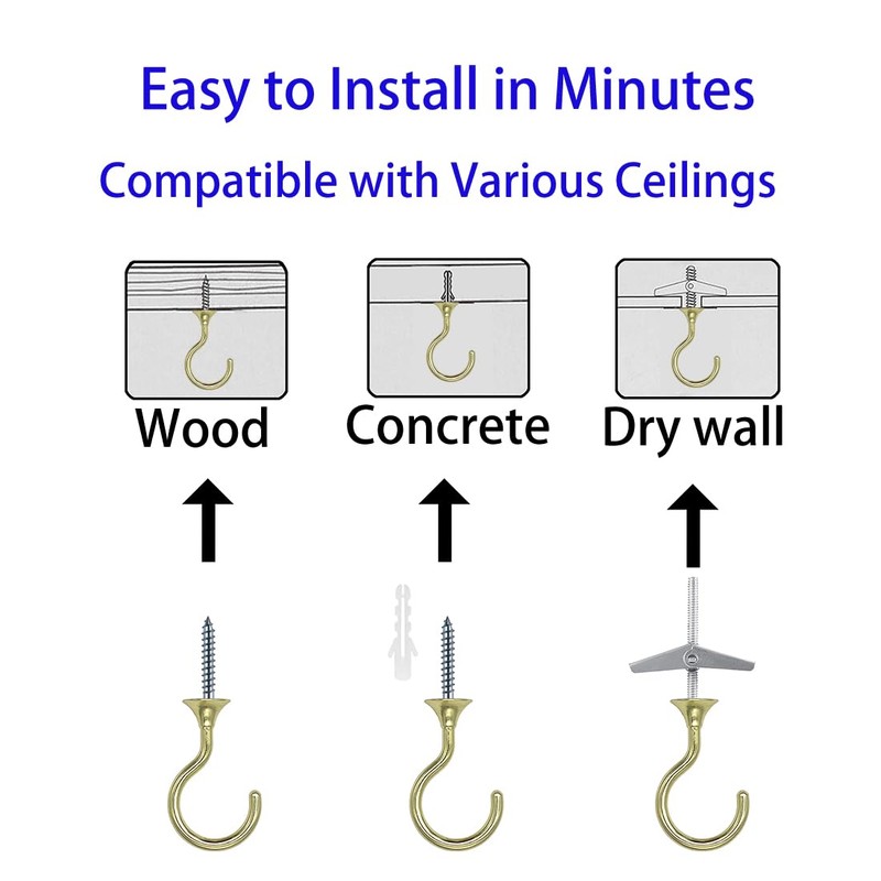 Evsteluo Heavy Duty Swag Ceiling Hooks with Hardware for Hanging