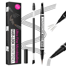 MAVENI 2-in-1 Eye Brow Pencils for Women,Waterproof Eyebrow Pen with 4 Tip Microblading Eyebrow Pencil and 0.01mm Ultra-Precise Eyeliner,Create Natural Hair-Like Brows,Lasting (04 Black)