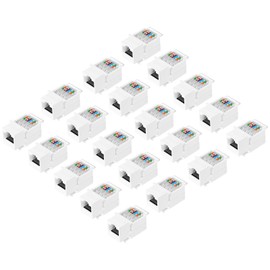 sourcing map 20 Pack Cat 6 Tool-Free RJ45 Ethernet Jack, Cat6 Coupler No Punch-Down Tool Required Module Connector Adapter, White