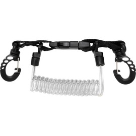 Cressi Laynyard with Clip Snap - Elastic Spiral Cable for Diving and Water Activities, Unisex, Black/Transparent, 2 Carabiners, Unisex