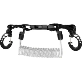 Cressi Laynyard with Clip Snap - Elastic Spiral Cable for Diving and Water Activities, Unisex, Black/Transparent, 2 Carabiners, Unisex