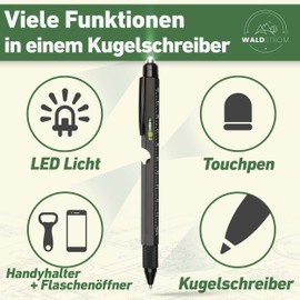 Waldstrom 9 in 1 Multifunktionsstift - Geschenk für Männer, für Papa, Geburtstagsgeschenk, Outdoor Gadget Multifunktions Kugelschreiber