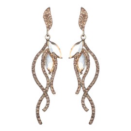 Denifery - arete largos de borla para mujer, arete colgantes de diamantes de imitación de vidrio, arete de gota para boda, graduación, joyería de moda, Metal, No es una piedra preciosa