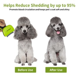 JOYPAWS Upgraded Pet Self Cleaning Curved Deshedding Tool, Effectively Reduces Shedding by Up to 95%, Professional Grooming Brush for Small Dogs, Cats and Other Small Animals Green S