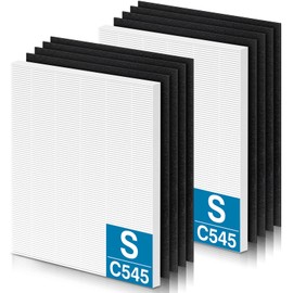 C545 HEPA Replacement Filter S for Winix C545 Air Purifier, Replace Part 1712-0096-00 and 2522-0058-00,2 Pack True HEPA Filter + 8 x Activated Carbon Pre-Filter