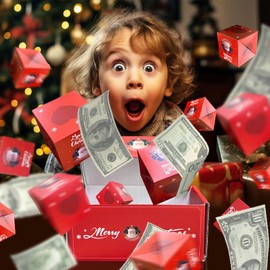 Christmas Surprise Explosion Gift Box, Funny Pop Up Cash from Money Case for Women Men Surprise, DIY Novelty Luxury Folding Xmas Bouncing Money Boxes for Wife Girlfriend Mother Friends