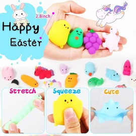 48Pcs Prefilled Easter Eggs with Animal Mochi Squishy Stress Relief , Kawaii Easter Basket Stuffers, Party Favors, Classroom Prizes (Multicolor 48Pcs)
