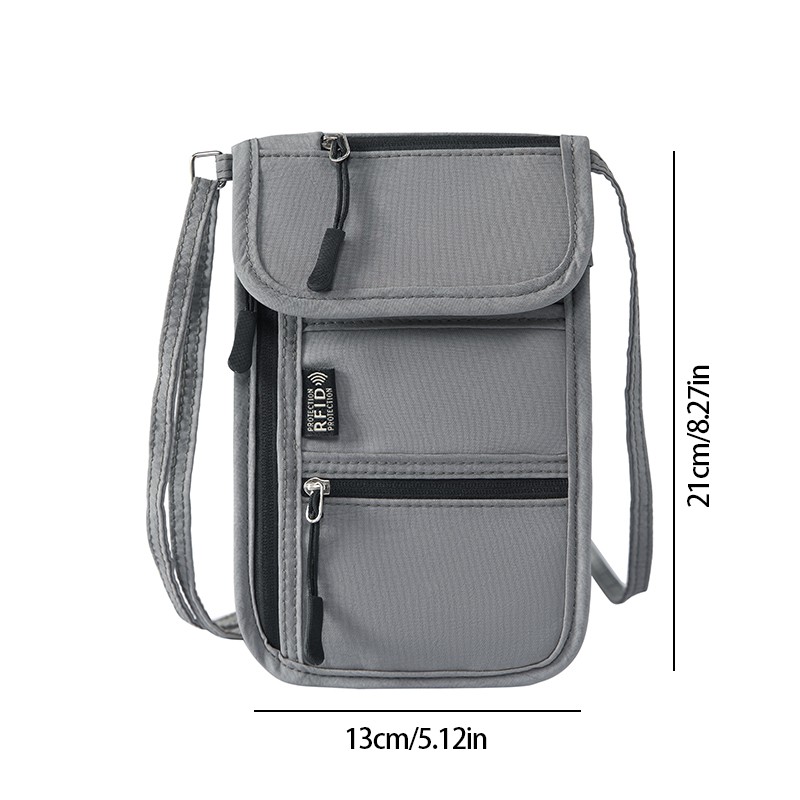 RFID-Blocking Neck Wallet for Travel – Lightweight Nylon Passport Pouch
