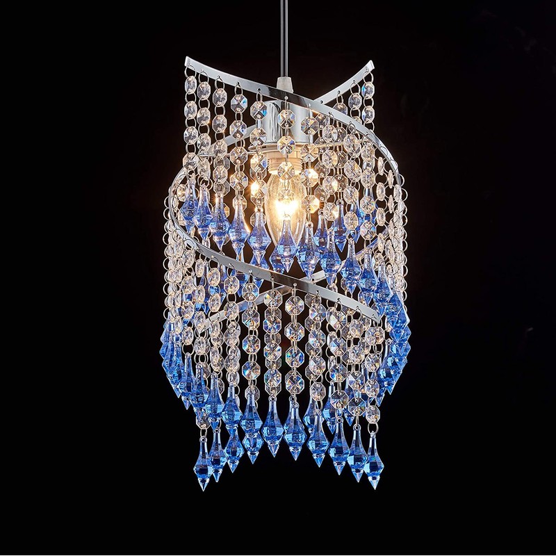 Innoteck Spiral Blue Droplet Pendant Light Shade, Acrylic, Clear &