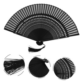 BESPORTBLE Portable Hand Folding Fan with Tassel Classic Chinese Style Dance Fan for Home Decor Craftsmanship and Bright Colors for Parties and Performances