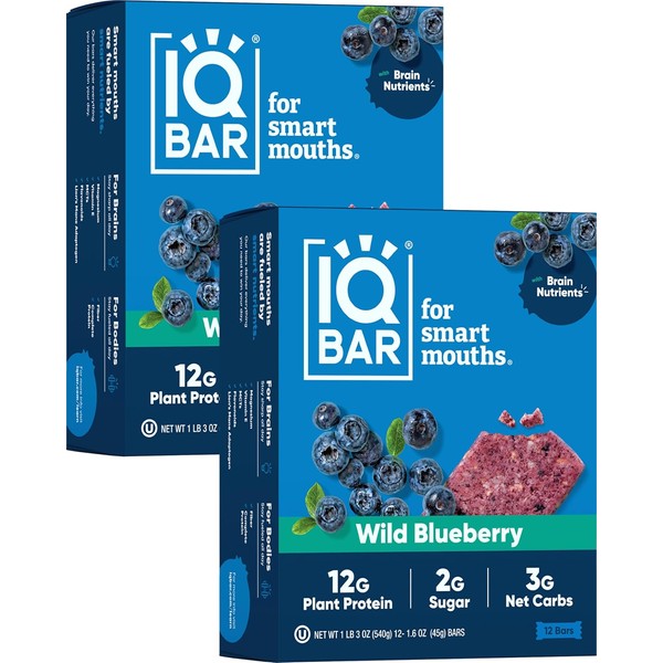IQBAR Brain and Body Plant Protein Bars - Wild Blueberry