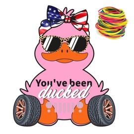 You've Been Ducked, Duck Tags, Cute Duck Tags, Duck Tags, Duck Game Cards, 35 Pack Duck Tags 3.9 x 3.2 Inch Card Size with Hole and Rubber Band, Pink Duck Design